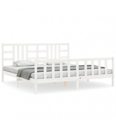 vidaXL Bed Frame with Headboard White 200x200 cm Solid Wood
