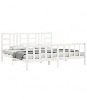 vidaXL Bed Frame with Headboard White 200x200 cm Solid Wood