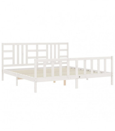 vidaXL Bed Frame with Headboard White 200x200 cm Solid Wood