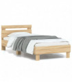 vidaXL Bed Frame with Headboard and LED Lights Sonoma Oak 90x190 cm Single