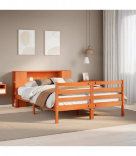 vidaXL Bookcase Bed without Mattress Wax Brown 135x190 cm Double Solid Wood Pine