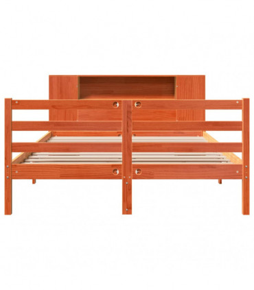 vidaXL Bookcase Bed without Mattress Wax Brown 135x190 cm Double Solid Wood Pine
