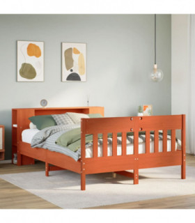 vidaXL Bookcase Bed without Mattress Wax Brown 135x190 cm Double Solid Wood Pine
