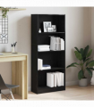 vidaXL Bookcase Black oak 60 x 24 x 143 cm Engineered wood