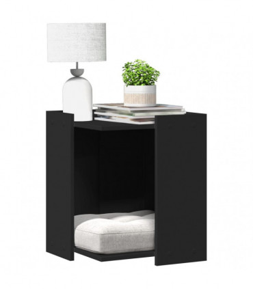 vidaXL Cat Litter Box Enclosure Black 42x42x51 cm Engineered Wood