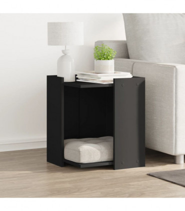 vidaXL Cat Litter Box Enclosure Black 42x42x51 cm Engineered Wood