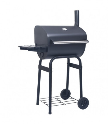 vidaXL Charcoal BBQ Grill Smoker with Bottom Shelf Black