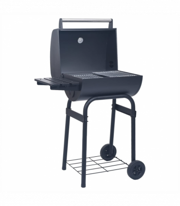 vidaXL Charcoal BBQ Grill Smoker with Bottom Shelf Black