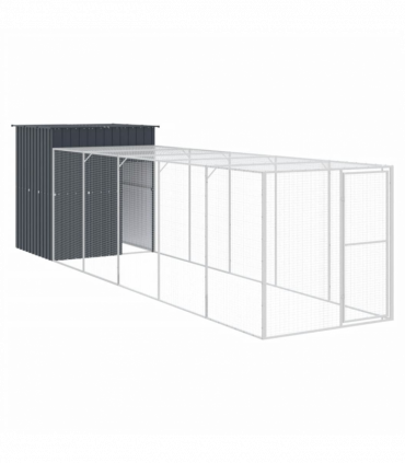 vidaXL Chicken Cage with Run Anthracite 165x659x181 cm Galvanised Steel