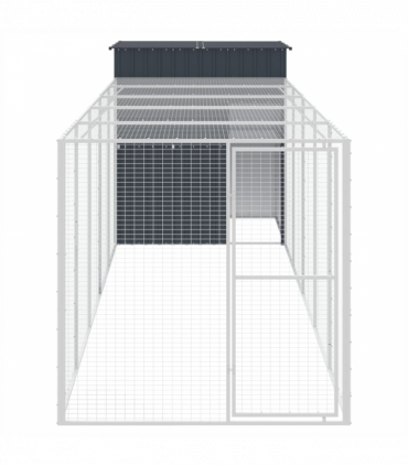 vidaXL Chicken Cage with Run Anthracite 165x659x181 cm Galvanised Steel