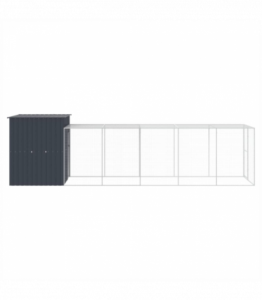 vidaXL Chicken Cage with Run Anthracite 165x659x181 cm Galvanised Steel