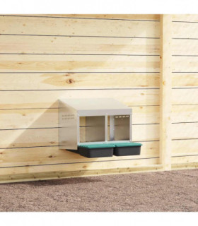 vidaXL Chicken Nesting Box 2 Compartments Wall-Mounted Galvanised Steel