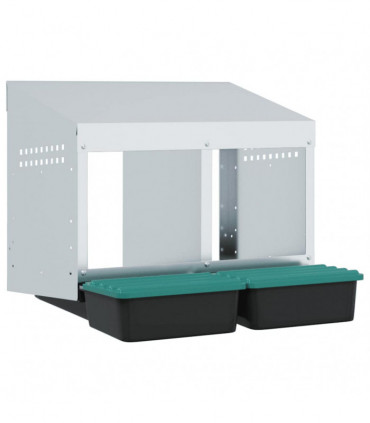 vidaXL Chicken Nesting Box 2 Compartments Wall-Mounted Galvanised Steel