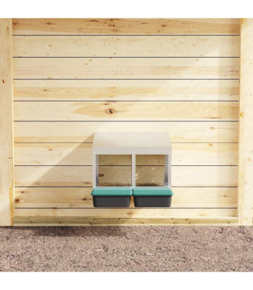 vidaXL Chicken Nesting Box 2 Compartments Wall-Mounted Galvanised Steel