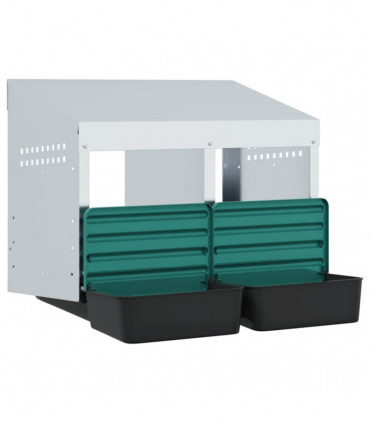 vidaXL Chicken Nesting Box 2 Compartments Wall-Mounted Galvanised Steel