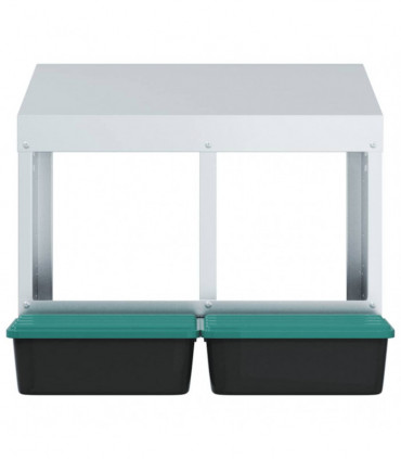 vidaXL Chicken Nesting Box 2 Compartments Wall-Mounted Galvanised Steel