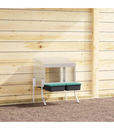 vidaXL Chicken Nesting Box 2 Compartments with Legs Galvanised Steel