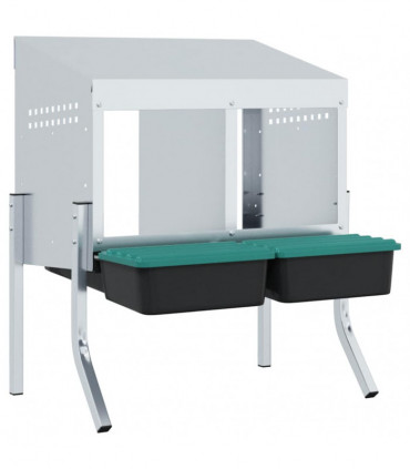 vidaXL Chicken Nesting Box 2 Compartments with Legs Galvanised Steel