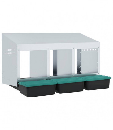 vidaXL Chicken Nesting Box 3 Compartments Wall-Mounted Galvanised Steel