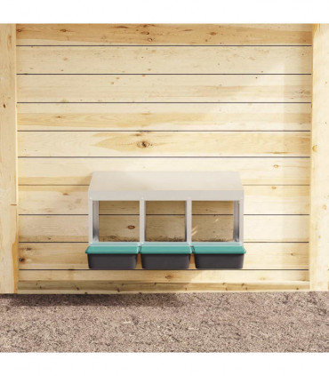 vidaXL Chicken Nesting Box 3 Compartments Wall-Mounted Galvanised Steel