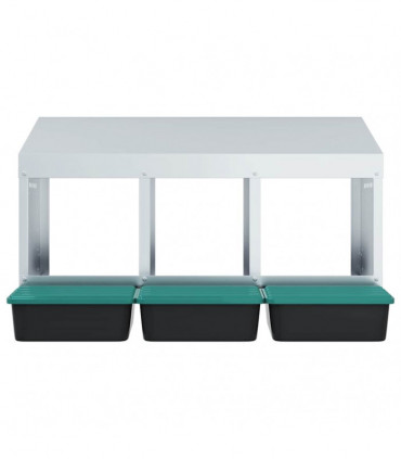 vidaXL Chicken Nesting Box 3 Compartments Wall-Mounted Galvanised Steel