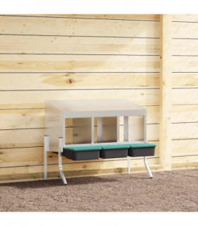 vidaXL Chicken Nesting Box 3 Compartments with Legs Galvanised Steel