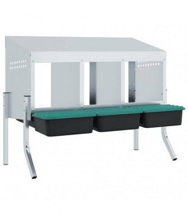 vidaXL Chicken Nesting Box 3 Compartments with Legs Galvanised Steel