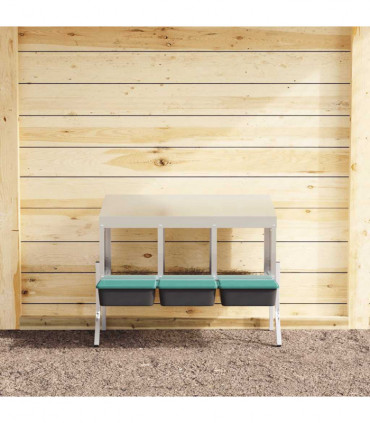 vidaXL Chicken Nesting Box 3 Compartments with Legs Galvanised Steel