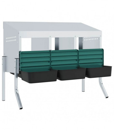 vidaXL Chicken Nesting Box 3 Compartments with Legs Galvanised Steel