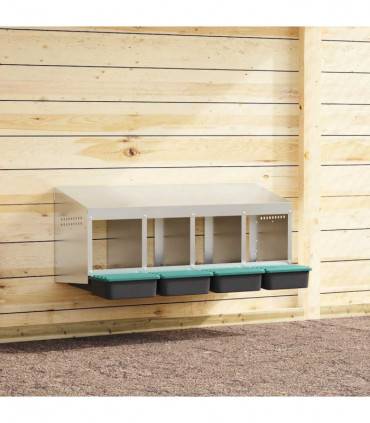 vidaXL Chicken Nesting Box 4 Compartments Wall-Mounted Galvanised Steel