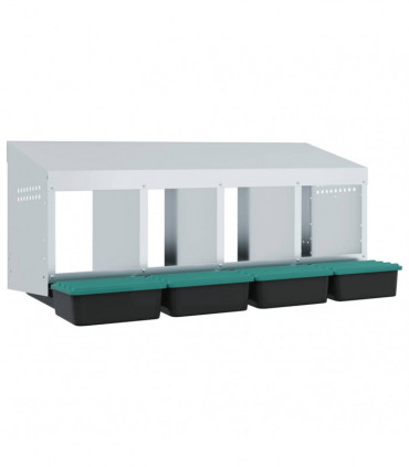 vidaXL Chicken Nesting Box 4 Compartments Wall-Mounted Galvanised Steel