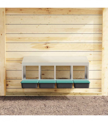 vidaXL Chicken Nesting Box 4 Compartments Wall-Mounted Galvanised Steel