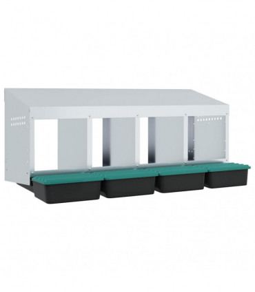 vidaXL Chicken Nesting Box 4 Compartments Wall-Mounted Galvanised Steel