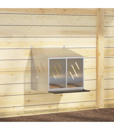 vidaXL Chicken Nesting Box with 2 Compartments Galvanized Silver Metal