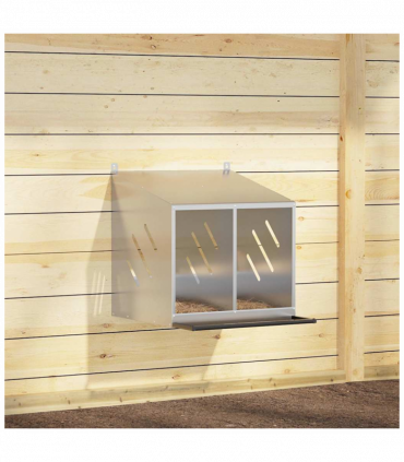 vidaXL Chicken Nesting Box with 2 Compartments Galvanized Silver Metal