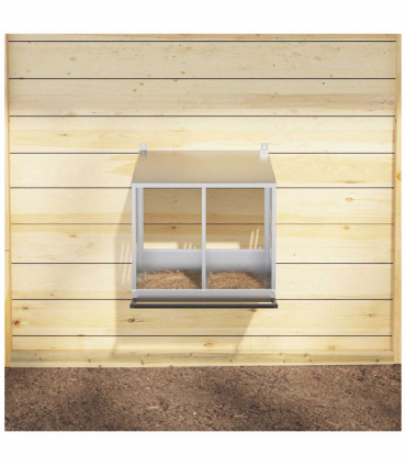 vidaXL Chicken Nesting Box with 2 Compartments Galvanized Silver Metal