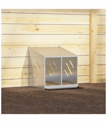 vidaXL Chicken Nesting Box with 2 Compartments Galvanized Silver Metal