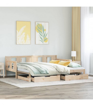 vidaXL Daybed with Trundle and Drawers without Mattress 80x200 cm