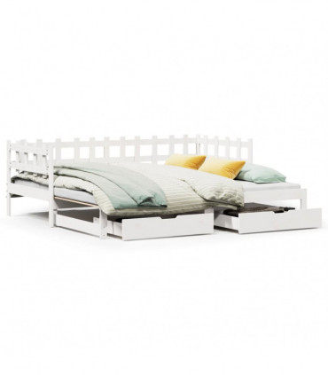 vidaXL Daybed with Trundle and Drawers without Mattress White 80x200 cm