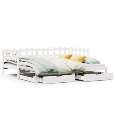 vidaXL Daybed with Trundle and Drawers without Mattress White 80x200 cm