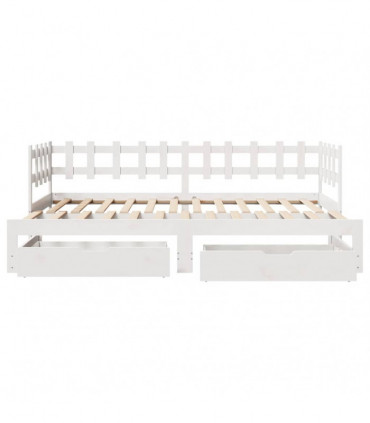 vidaXL Daybed with Trundle and Drawers without Mattress White 80x200 cm