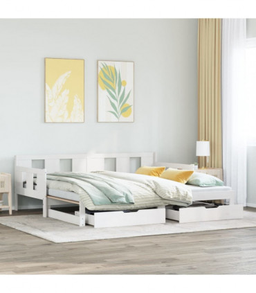 vidaXL Daybed with Trundle and Drawers without Mattress White 80x200 cm