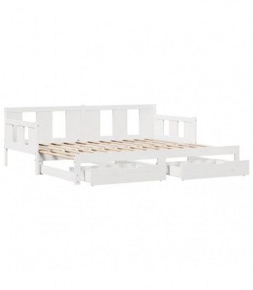 vidaXL Daybed with Trundle and Drawers without Mattress White 80x200 cm