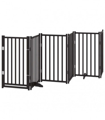 vidaXL Dog Gate with Door Foldable 12 Panels Black 600 cm Poplar Wood