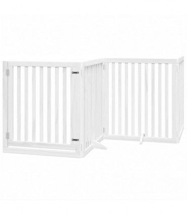 vidaXL Dog Gate with Door Foldable 12 Panels White 960 cm Poplar Wood