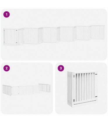 vidaXL Dog Gate with Door Foldable 12 Panels White 960 cm Poplar Wood