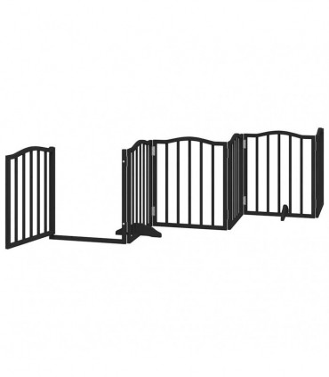 vidaXL Dog Gate with Door Foldable 15 Panels Black 750 cm Poplar Wood