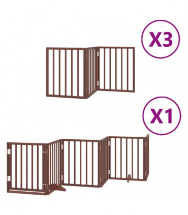 vidaXL Dog Gate with Door Foldable 15 Panels Brown 750 cm Poplar Wood