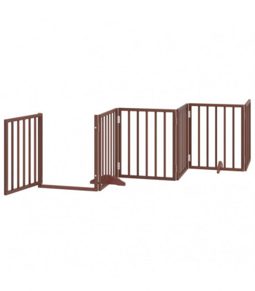 vidaXL Dog Gate with Door Foldable 15 Panels Brown 750 cm Poplar Wood