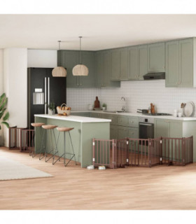 vidaXL Dog Gate with Door Foldable 15 Panels Brown 750 cm Poplar Wood